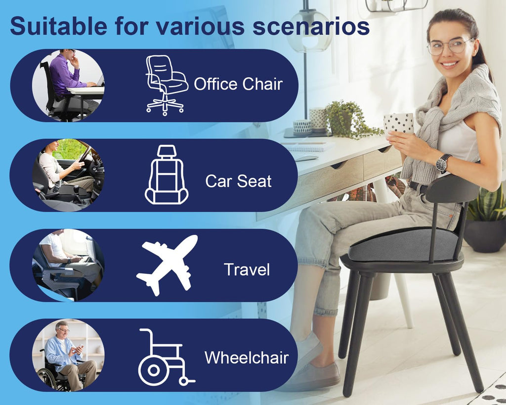 Premium Orthopedic Seat Cushion,X Large Breathable Office Chair Cushion - Enhanced Hip & Tailbone Support,Pressure Relief Sciatica & Leg Relief Let 8+ Hour Sitting Comfort, for Office/Game/Wheelchair