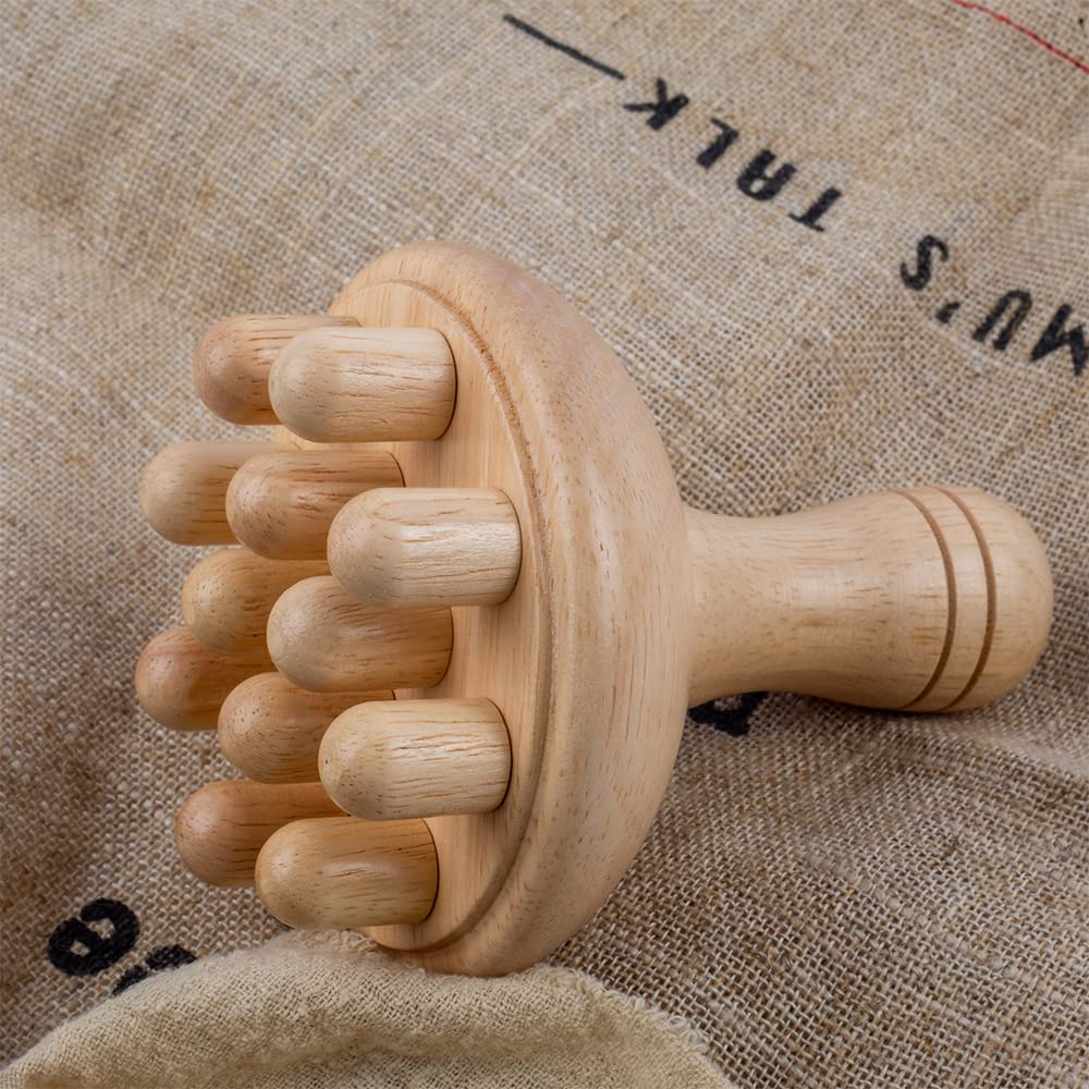 xukele Wood Therapy Mushroom Massage Tools, Wooden Mushroom Massager, Anti Cellulite Lymphatic Drainage Therapy Massage Cup Tools for Body Shaping