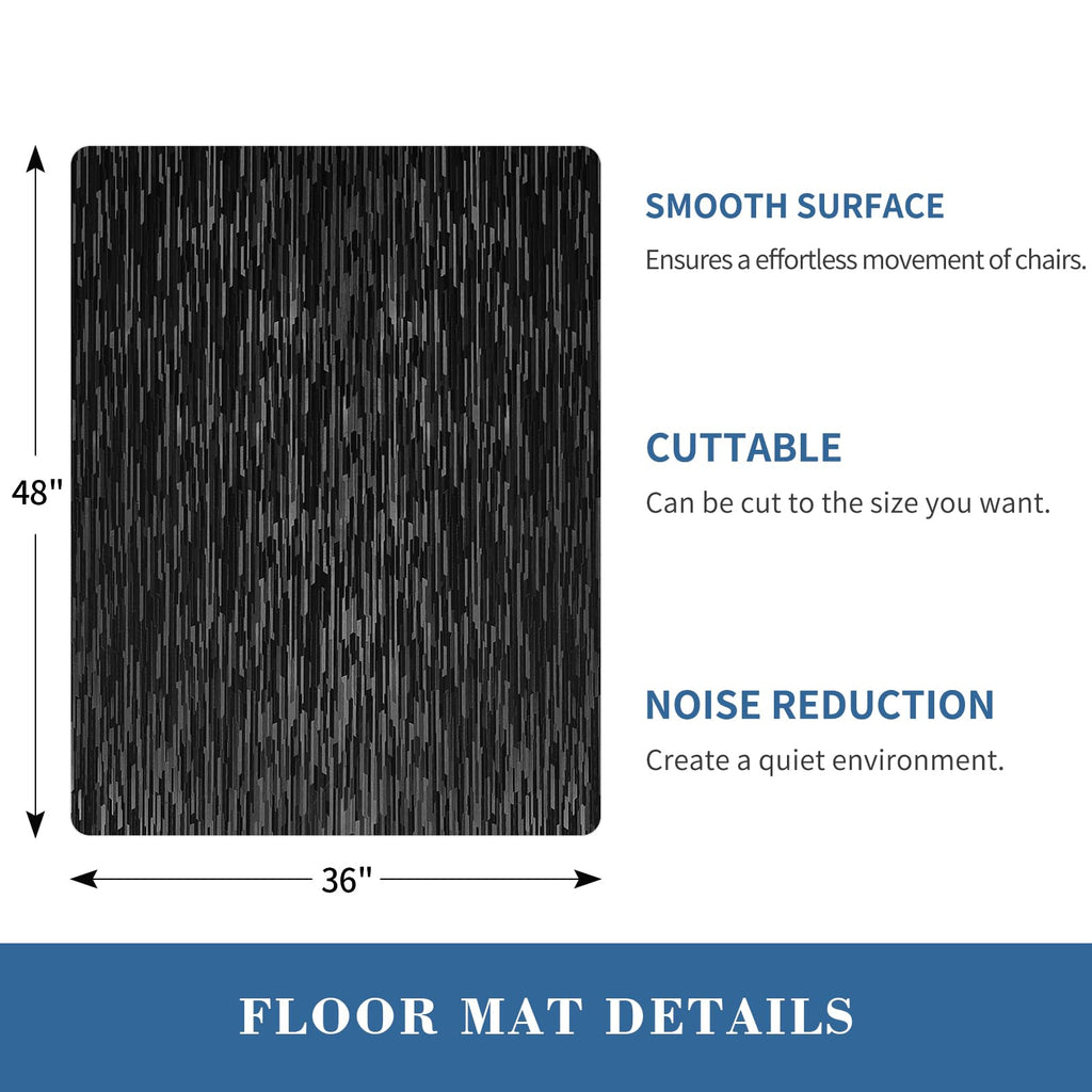 Chair Mat for Hard Floor, TYDLE 36"x48" Office Chair Mat for Hardwood Floor, Vinyl Mat for Gaming Chairs, Non-Slip Waterproof Floor Protector Rolling Computer Desk Mat for Home Office (Black)
