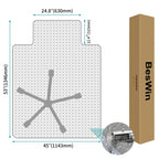 BesWin Office Chair Mat for Low Pile Carpet, 45" x 53" Plastic Computer Desk Chair Mat on Carpet for Easy Rolling, Clear and Durable Carpet Protector Mat with Extended Lip for Home Office