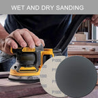 6 Inch 50 Pcs Wet Dry Sanding Discs Hook and Loop, 320 400 600 800 1000 Assorted Grit Waterproof Sandpaper Silicon Carbide for Random Orbital Sander, Automotive Wood Metal Polishing & Sanding