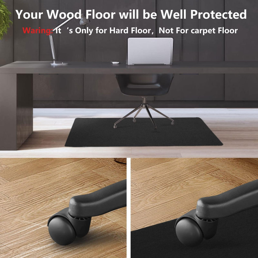 Office Chair Mat for Rolling Chairs, Anti-Slip Office Desk Chair Mat for Hardwood Floors,Multi-Purpose Floor Protector Chair Rug for Home&Office Large 55"x35" Freely Cuttable (Black)