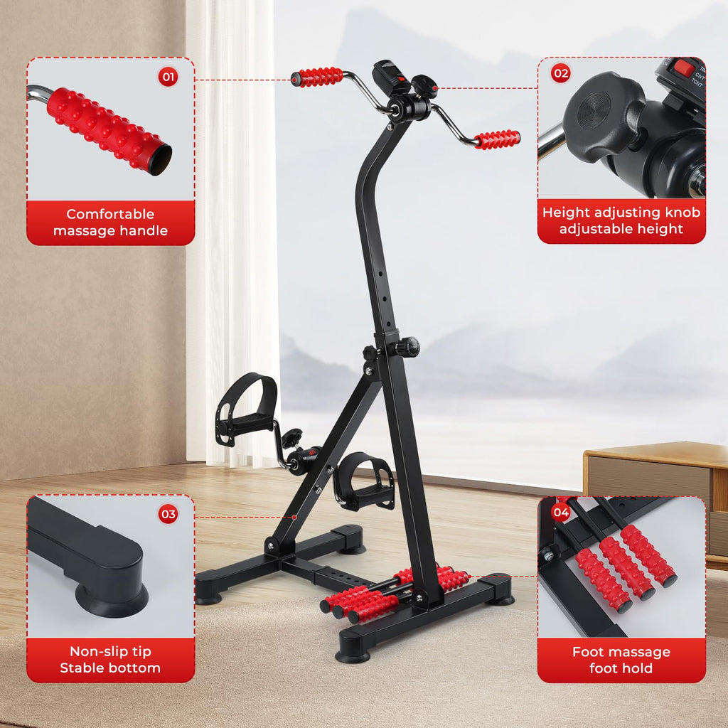 ZIDAFIT Adjustable Pedal Exerciser Bike for Seniors - Hand Arm Leg and Knee Therapy, Stroke Recovery - Compact, Portable Fitness Equipment for Full Body Workout - Great Gift for Elderly Rehab