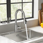 FEELSO Kitchen Faucets with Pull Down Sprayer, High Arc Stainless Steel Single Handle Kitchen Sink Faucet, 1 or 3 Hole Brushed Nickel Water Faucets for Farmhouse Laundry Camper Rv Bar