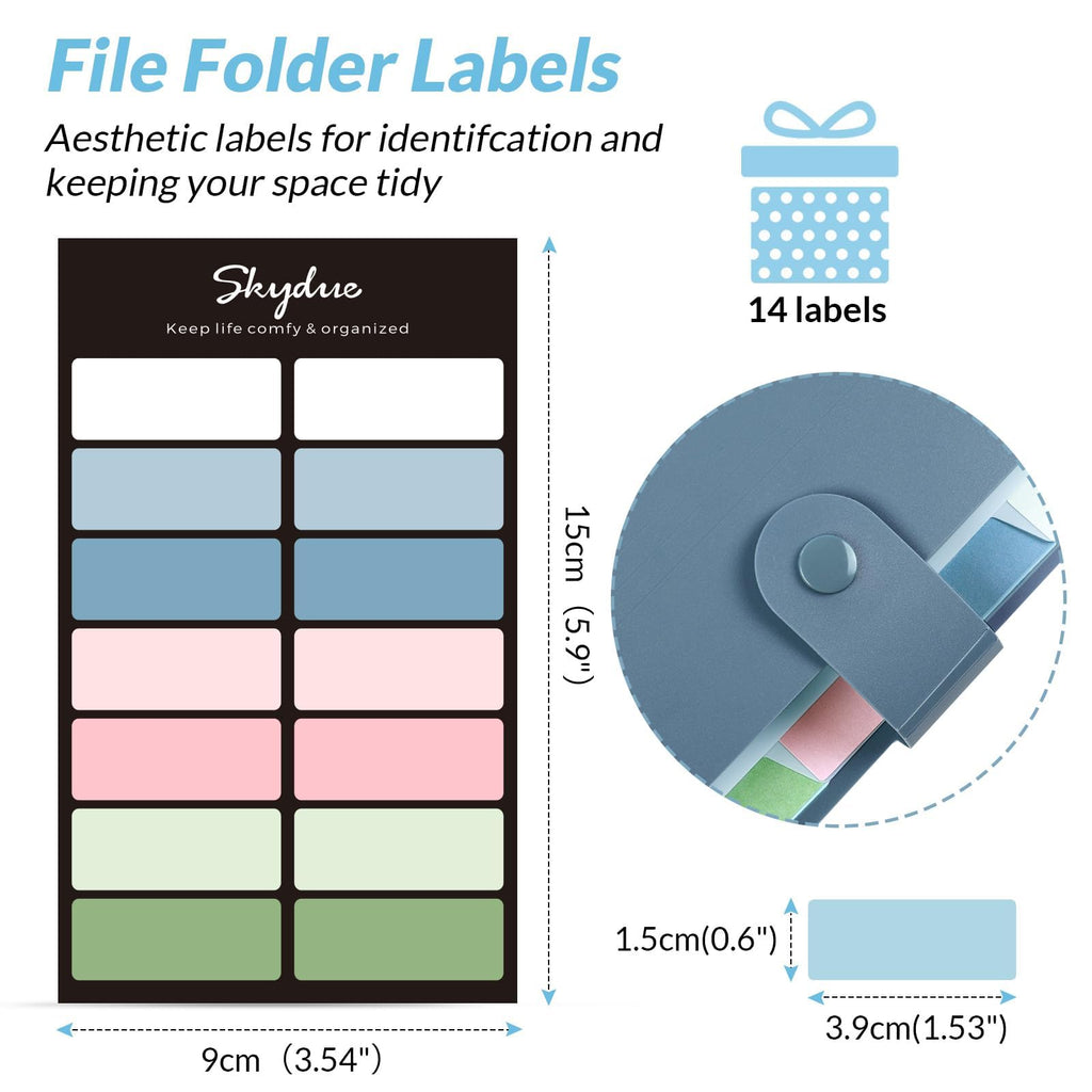 Expanding File Organizer with 8 Pockets, Accordion File Folders with Labels, Portable Document Paper Bill Receipt Organizer, Home College School Office Supplies, Letter Size, Blue