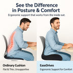 EaseDrives® X Large Memory Foam Seat Cushions for Office Chairs, Long Sitting Pressure Relief Ergonomic Office Chair Cushion for Butt Coccyx Tailbone Sciatica, Car, Wheelchair Seat Booster for Height