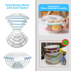WhiteRhino Glass Mixing Bowl with Lids Set of 5, 0.2, 0.5, 1.1, 2.1, 3.75 QT, Large Salad Bowls with BPA-Free Lids, Space-Saving Nesting Bowls for Kitchen Food Storage, Glass bowl for Cooking, Baking