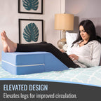 DMI Wedge Pillow, Leg Pillow, Bolster Pillow, FSA Eligible Incline Pillow for Leg Elevation, Snoring, Circulation, Pregnancy, Sciatica, Leg Rest or Foot Elevation, Blue, 30.5 x 20 x 10