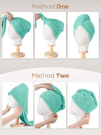 Hicober Microfiber Hair Towel, 3 Packs Hair Turbans for Wet Hair, Drying Hair Wrap Towels for Curly Hair Women Anti Frizz (Pink,Purple,Green)