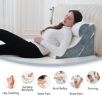 Flyxunfri Wedge Pillow Headboard Orthopedic Bed Wedge Pillows Set 9&12&16&20 Inches Adjustable Memory Foam for Acid Reflux Relief Ergonomic Incline Reading Pillow for Back Pain