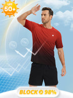 Mens Workout Shirts UPF 50+ Sun Protection Shirts Swim SPF UV Quick Dry Short Sleeve T-Shirts for Athletic Fishing Rash Guard L