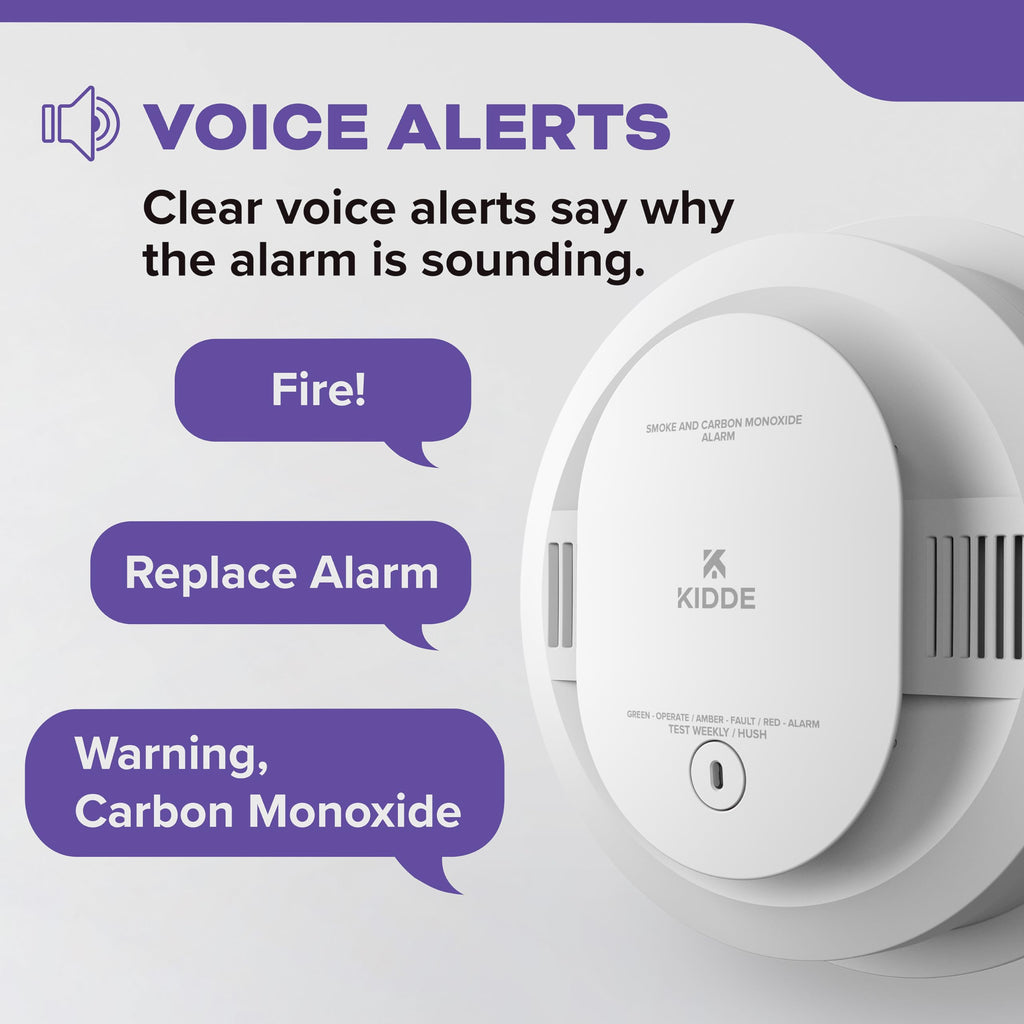 Kidde Hardwired Smoke & Carbon Monoxide Detector, AA Battery Backup, Voice Alerts, Interconnectable, LED Warning Light Indicators, 2 Pack