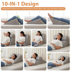 BIEEZZK 3PCS Wedge Pillow Set, Adjustable Wedge Pillow Headboard, Bed Wedge Pillows for Back Pain Relief, Sleeping, Post Surgery, Back Support Pillow for Bed Sitting Up, Snoring, GERD,Grey