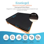 EROTICGEL Extreme Queen Black Fitted Massage Sheet, 60″ x 80″ +14″ (183cm x 203cm +35cm) - Waterproof Mattress Protector, Waterproof Mattress Cover for Massage - Oil, Water-Based, Silicone Safe