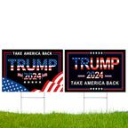 Trump 2024 Yard Signs with H-Stakes, 2PCS 16" X 12" Trump 2024 Take America Back Yard Signs, Placard Voted for Trump Outdoor Lawn Yard Garden Decoration