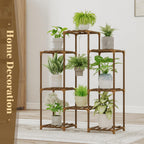 Bamworld Plant Stand Indoor Rack Wood Outdoor Tiered Shelf for Multiple Plants Ladder Plant Holder