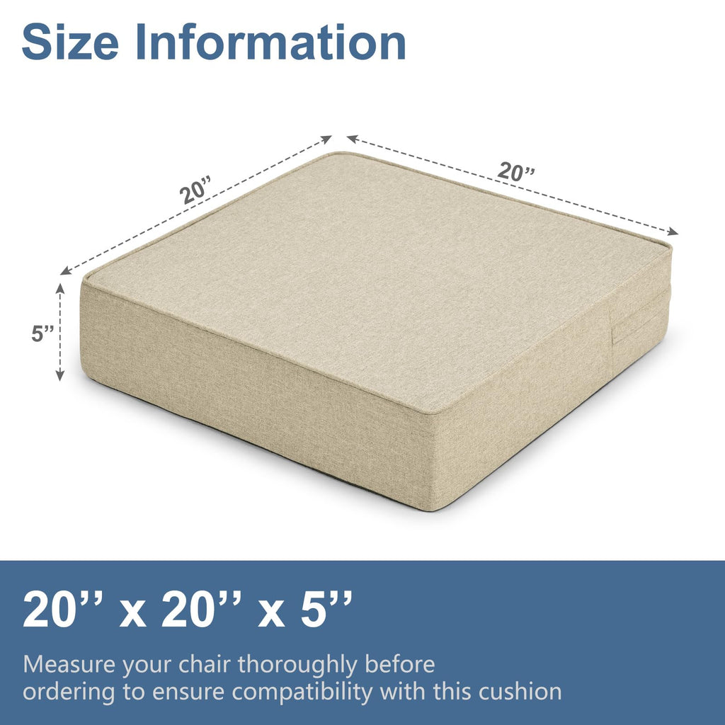 Shinnwa Gel Memory Foam Recliner Cushion for Elderly, Dual-Layer Foam Chair Pad, Extra Large Seat Cushion for Couch, Armchair, Wicker Chairs, Floor, 20 × 20 × 5in, Beige