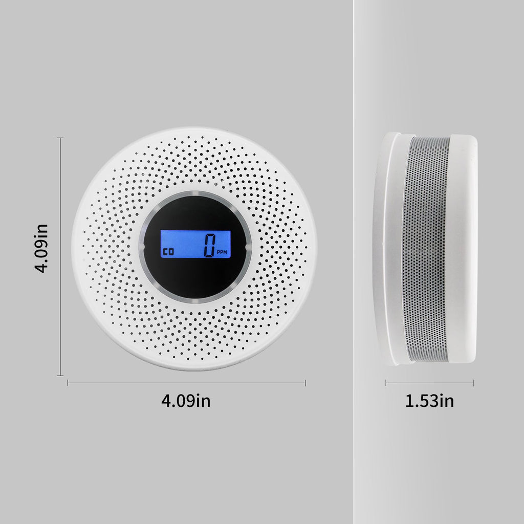 Coreel Smoke Detector Carbon Monoxide Detector Combo with Digital Display and Sound Light Alarm, 2-in-1 Smoke & CO Alarm with Battery Operated for Home, Travel or RV