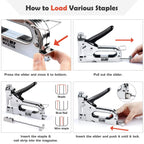 NEU MASTER 3 in 1 Staple Gun, Manual Upholstery Stapler Gun for Wood with 2000 Staples & Staple Remover, Adjustable Power Design for Furniture, Carpentry, DIY, Decoration & Home Repair