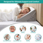 Bedluxe Wedge Pillow for Sleeping, Adjustable 9&12 Inch Foldable Bed Wedge Pillow Set, Orthopedic Memory Foam Triangle Pillow Wedge, 7-in-1 Elevated Pillows for Leg and Back Support, White/Grey