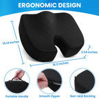 TushGuard Seat Cushion, Office Chair Cushions, Car Seat Cushion, Non-Slip Sciatica & Back Coccyx Tailbone Pain Relief Chair Pad for Computer Desk, Wheelchair, Driving (Black, X-Large)
