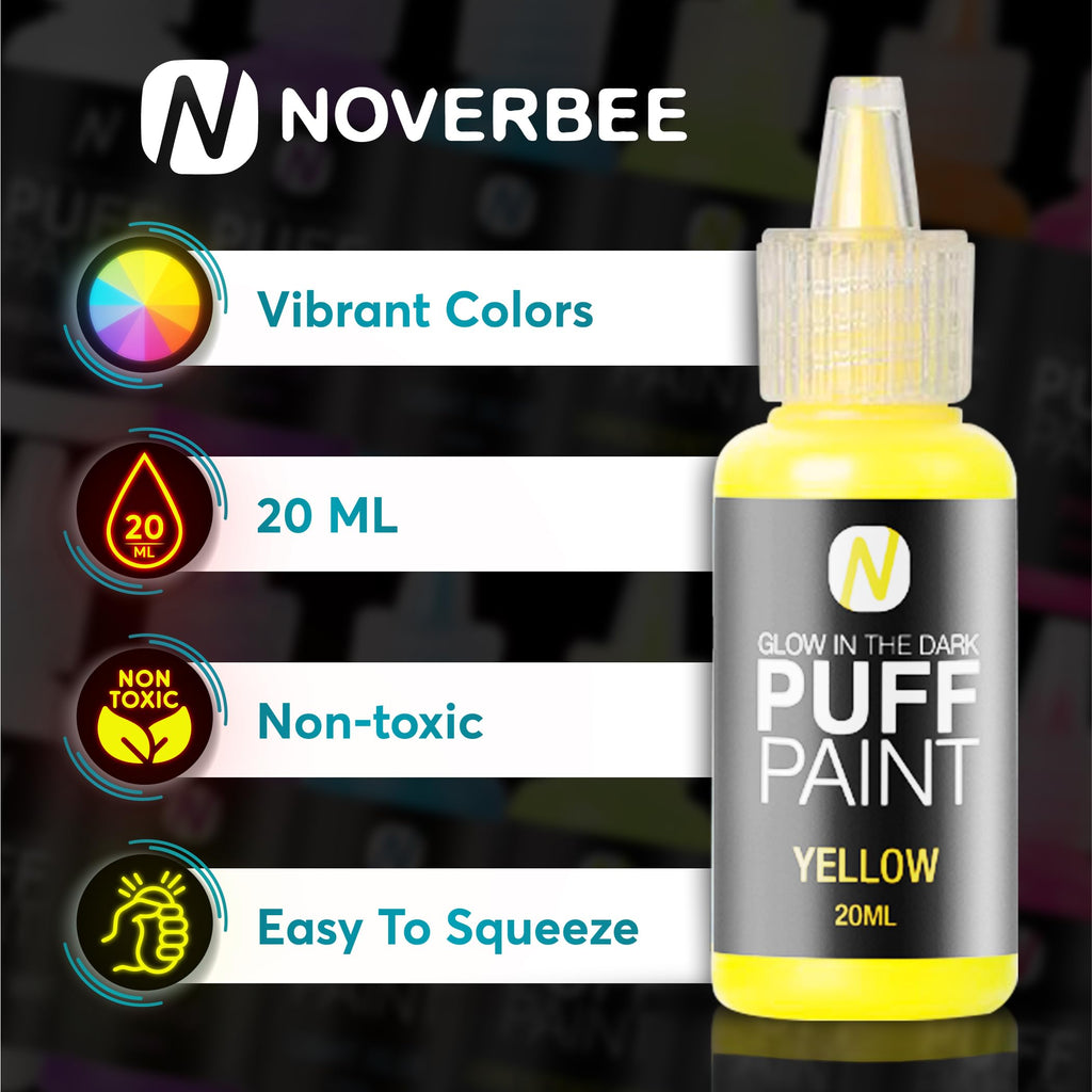 Glow in The Dark Paint, Fabric Paint, 12 Colors Puff Paint, 0.67 Oz, Fabric Paint For Clothes,Glow in Dark Paint- Puff Paint for Crafts, Halloween, Christmas.