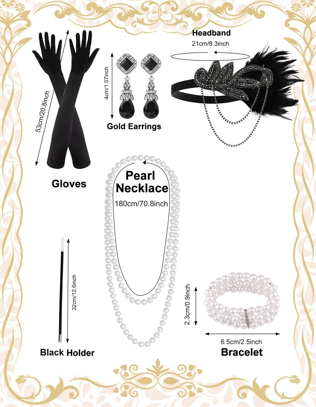 6 Pcs 1920s Flapper Accessories for Women, Great Gatsby Flapper Accessories Fashion Roaring 20s Costume for Women