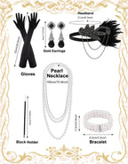 6 Pcs 1920s Flapper Accessories for Women, Great Gatsby Flapper Accessories Fashion Roaring 20s Costume for Women