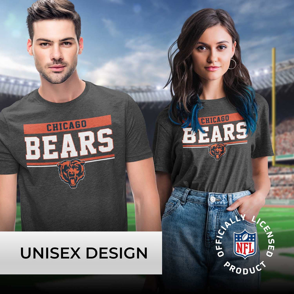 Team Fan Apparel NFL Adult Team Block Tagless T-Shirt - Cotton Blend - Charcoal - Perfect for Game Day - Comfort and Style (Chicago Bears - Black, Adult XX-Large)