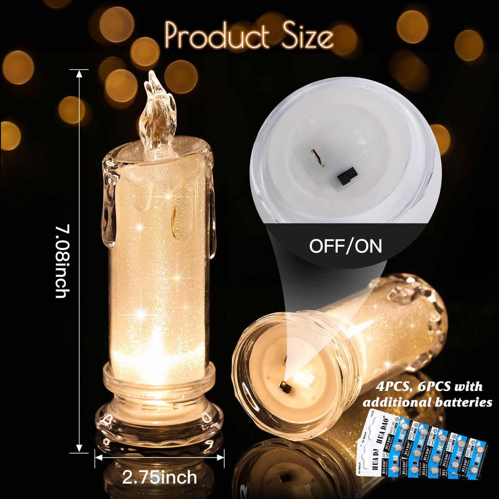 4PCS White LED Candles (D:2.5" x H:7") ,Flameless Pillar Candles,Battery Operated Candles/Fake Candle, Velas Artificiales Para Decoracion for Valentine's Day Wedding Diwali Fall Christmas Decorations