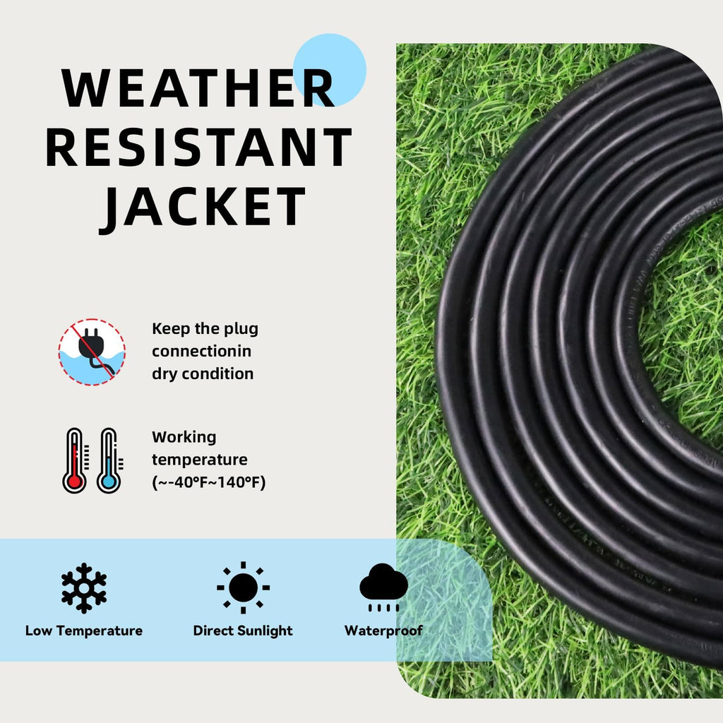 EP 15 Ft Outdoor Extension Cord - 12/3 SJTW Heavy Duty Black Extension Cable with 3 Prong Grounded Plug - Power Cord for Lawn, Garden, Appliances