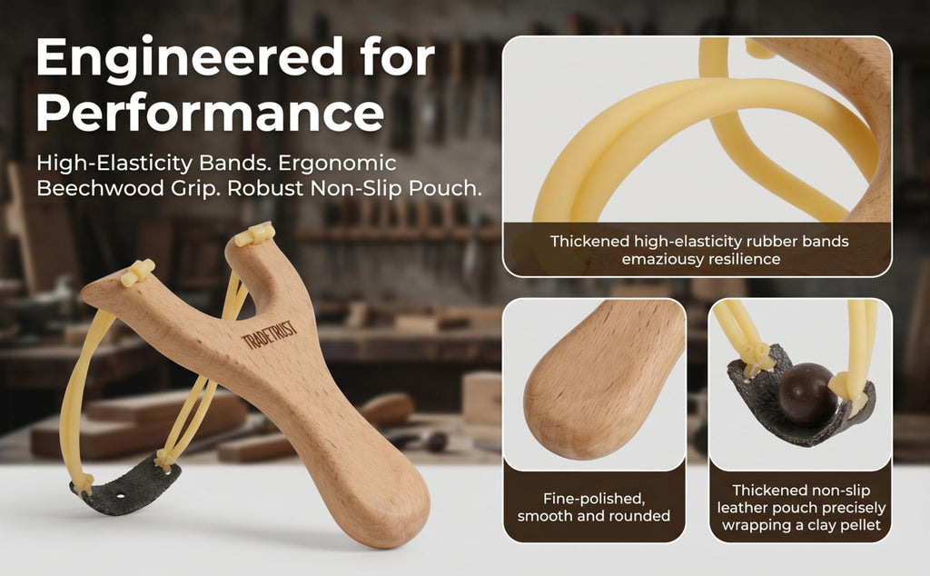 Slingshots for Adults, Durable Wooden Slingshot with 100 Dissolvable Clay Balls for Outdoor, Funny Christmas Birthday Gift for Men and Women