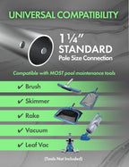 KEMANO Professional 15ft Heavy Duty Swimming Pool Pole, Telescopic Aluminum, Adjustable 3.4-15ft, Fits Pool Vacuum, Net, Brush, Hook, Cleaning Tools, Universal Mount, Anti-Slip Grip, Twist Lock Design