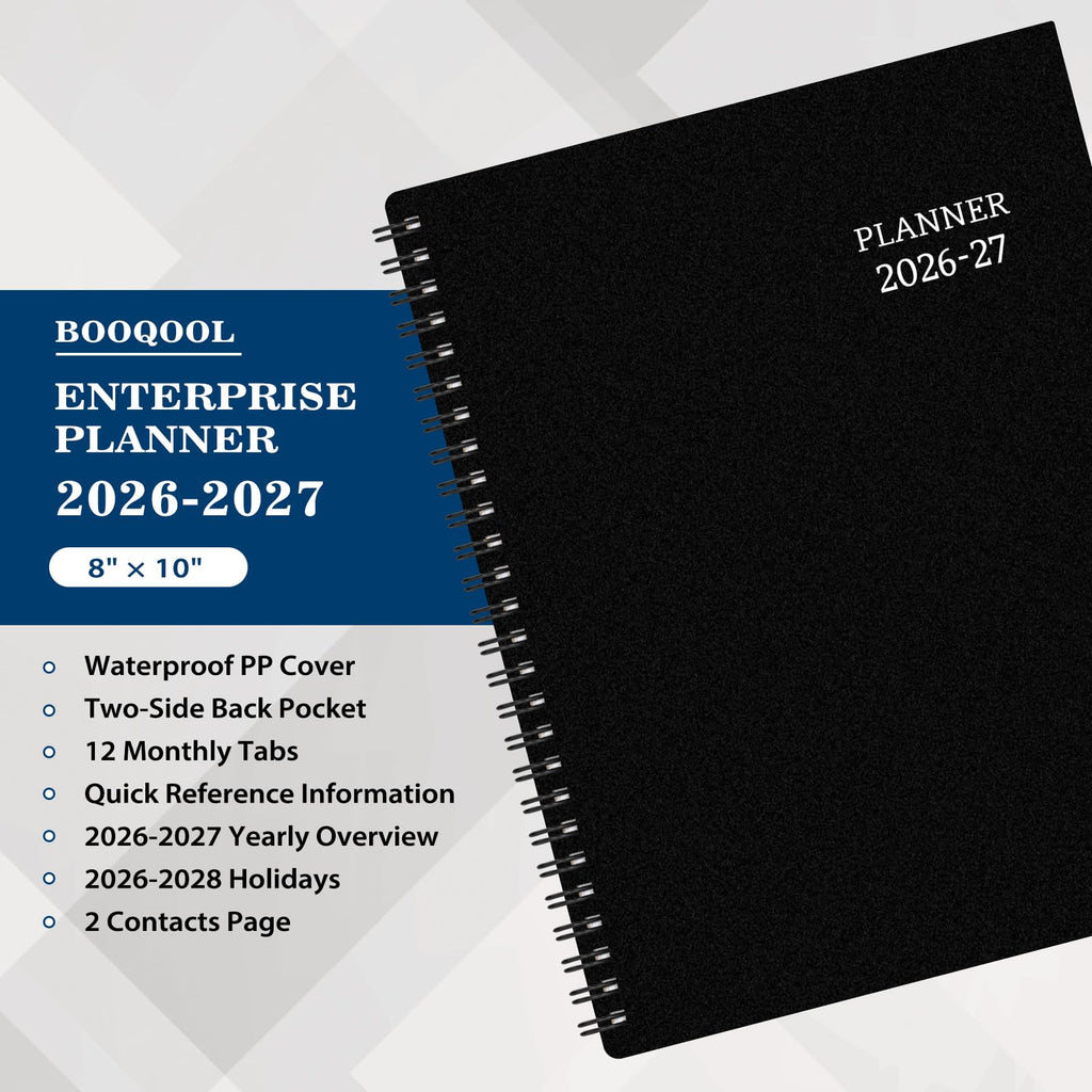 Planner 2026-2027 for Office, School, Home - Spiral Bound Academic Monthly Weekly Calendar July 2026 - June 2027 Organizer with To Do List, Tabs & PP Cover 8" x 10"