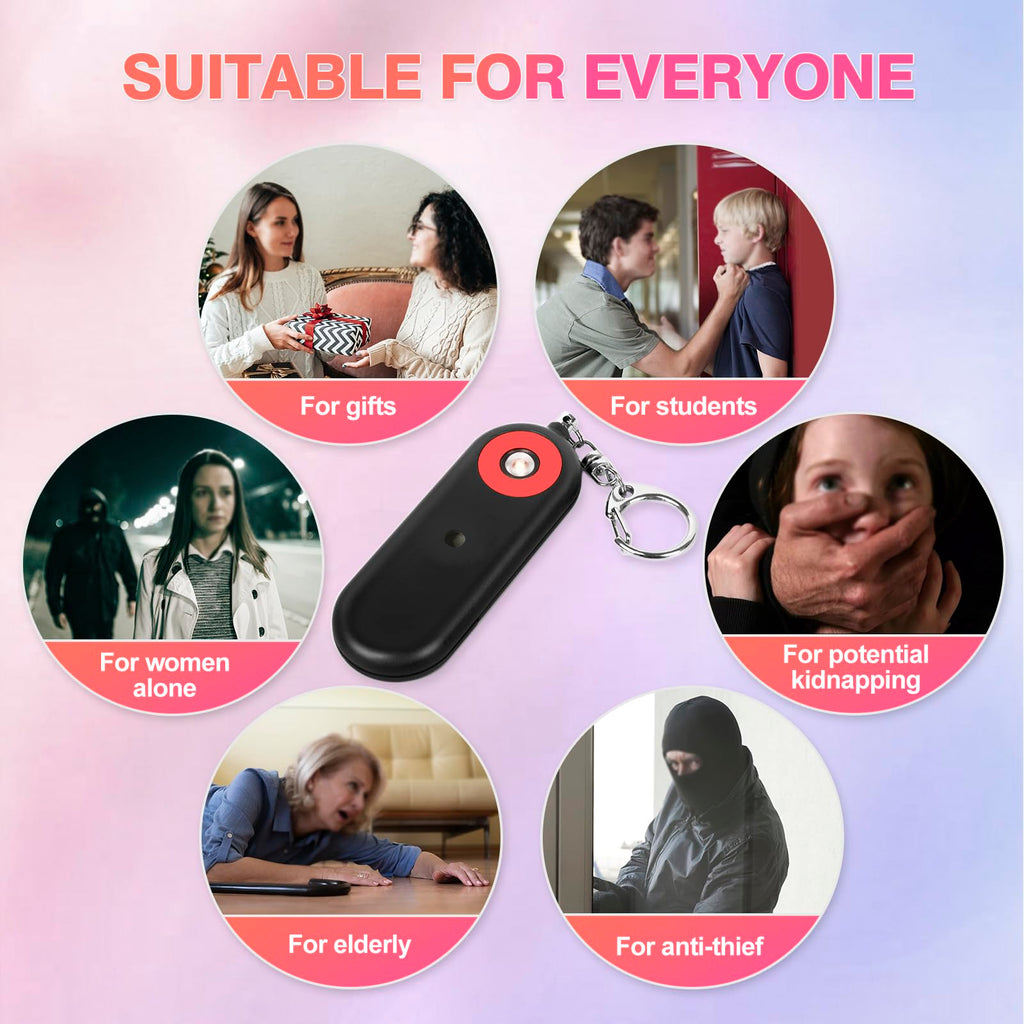 MtMinn Personal Safety Alarm for Women - 2 Pack 130dB Self Defense Keychains Siren Whistle, Replaceable Battery with LED Strobe Light - Emergency Security Safe Protection Devices for Kids Elderly