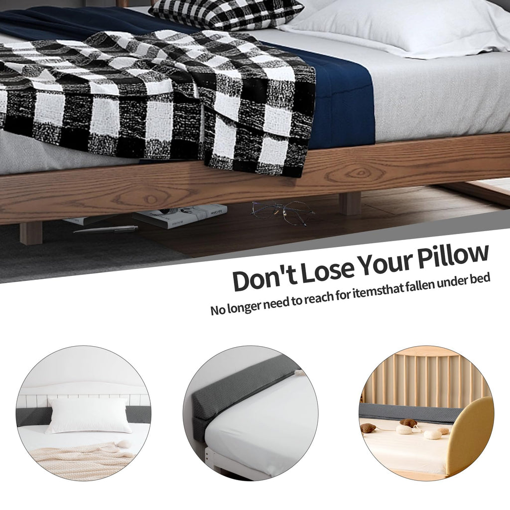 MABOZOO Pillow Wedge for Headboard Gap,Grey Bed Wedge Gap Filler King Size,Foldable Bed Wedge Pillow for Headboard,Foam Mattress Gap Filler,76"x6"x6"