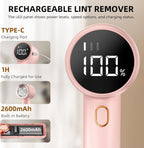 Fabric Shaver, Lint Remover Rechargeable, Electric Portable Sweater Defuzzer with 3 Speeds, 6 Leaf Blades, Digital LED Display to Remove Pilling for Clothes, Furniture, Sweater, Couch, Blanket