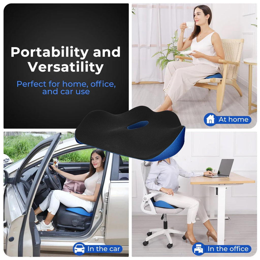 SERENESITZ Serene Sitz Orthopedic Seat Cushion, Serensitz Orthopedic Seat Cushion, Ergonomic Memory Foam Seat Cushion for Office Chair Cushion, Car Seat, Airplane, Sciatica & Back Pain Relief (Navy)