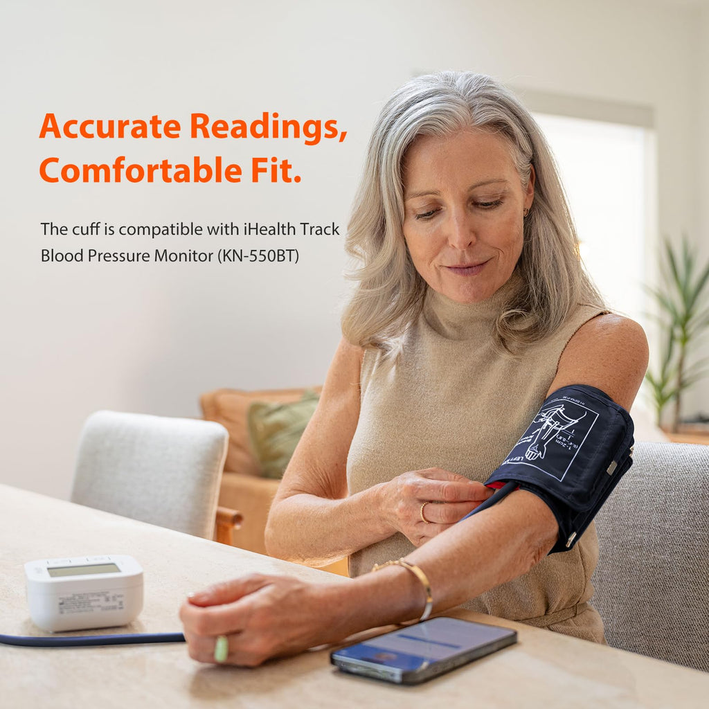 iHealth Extra Large Adult Blood Pressure Cuff (16.5"-18.9" | 42-48cm) - XL Replacement BP Cuff for Big Arms, Compatible with iHealth Track Smart Upper Arm Blood Pressure Monitor, Adult Cuff Only