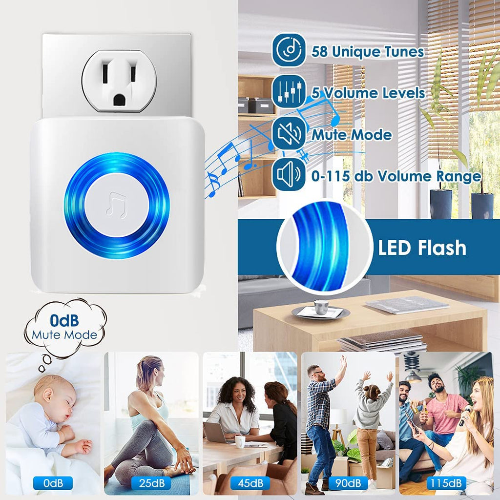 YisTech Caregiver Pager Door Alarms for Dementia Patients/Kids Safety/Home Security,Wireless Door Alarm Sensor for Elderly/Business/Home/Store (Three Sensor One Receiver)