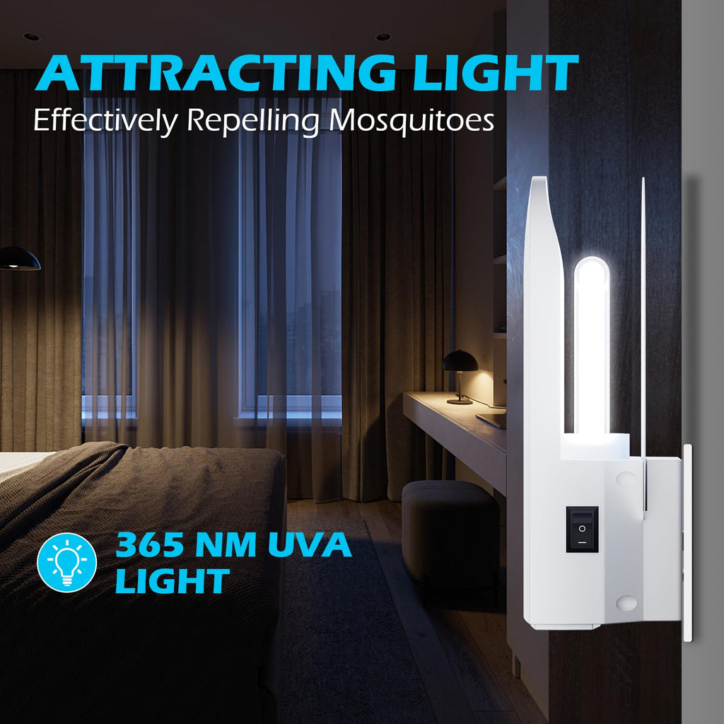 Electronic Flying Insect Trap 2 Pack Plug in Flea Mosquito Fly Catcher Gnat Moth Bug Killer with Night Light UV Attractant and Sticky Boards for Home Office Garage