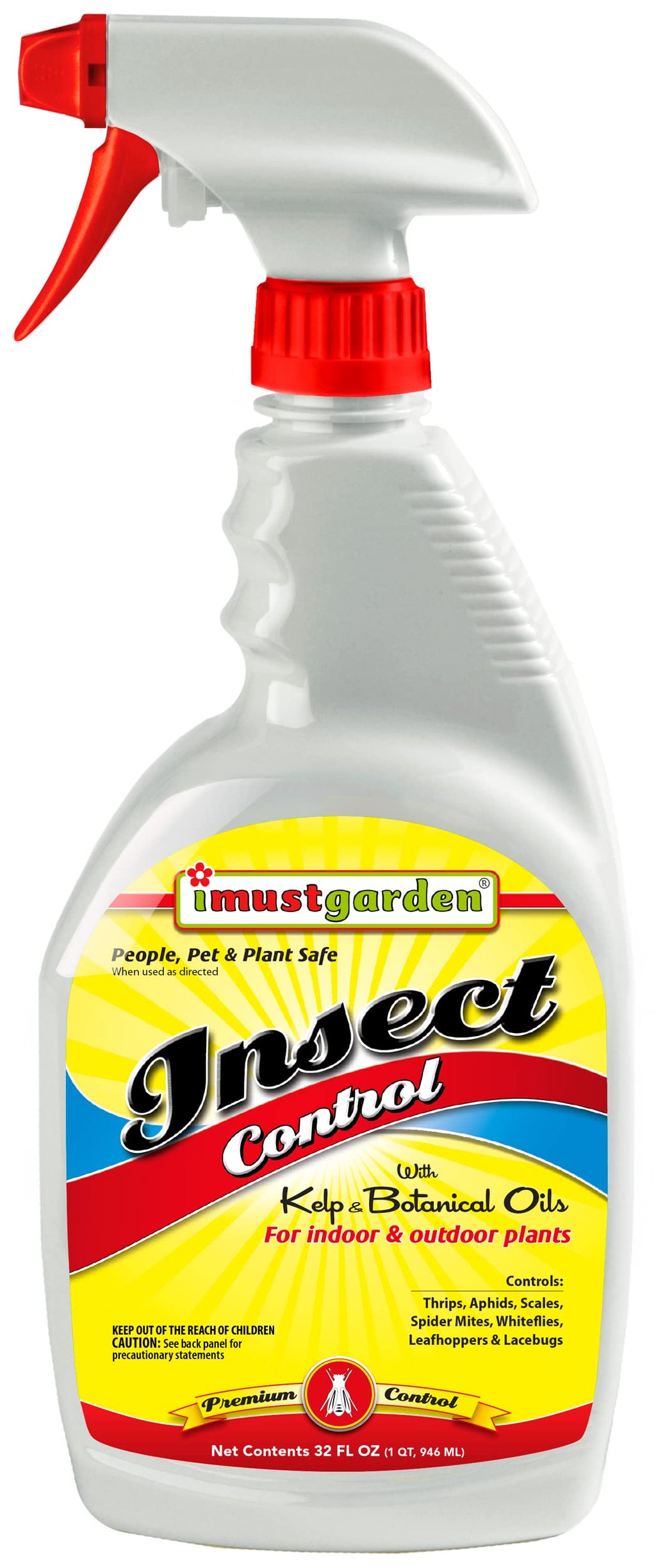 I Must Garden Insect Control: Kills & Repels Aphids, Whiteflies, Mites, Gnats, and More - 32oz Spray