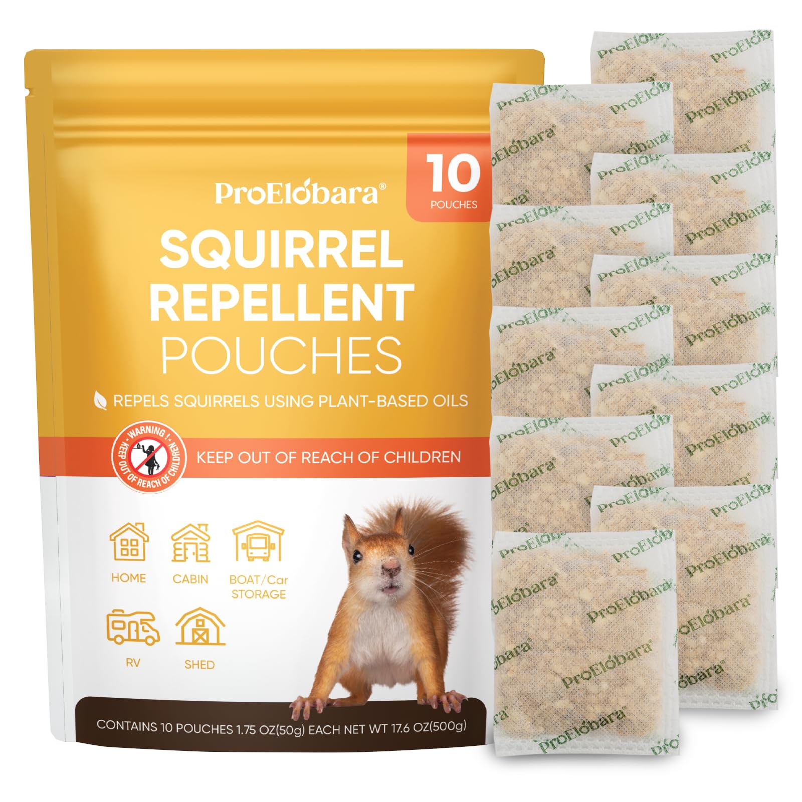 ProElobara Squirrel Repellent Chipmunk Deterrent: Squirrel Deterrent Repellent - Chipmunk Rodent Repellent - Squirrel Repellent Indoor 10 Pack