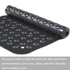 YANZIFLY Bathtub Mat for Shower: Soft Silicone 16X40 Inch Bath Mat Non Slip with Suction Cups Tub Mat for Bathroom for Kids Elderly Extra Large Shower matt Machine Washable - Black