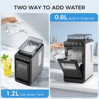 COWSAR Ice Maker Countertop, Portable Ice Machine with External Water Tank, 8 Cubes in 6 Mins, 26 lbs/24Hrs, Self-Cleaning Quiet Compact Commercial Ice Makers for Home, RV, Camping, Black