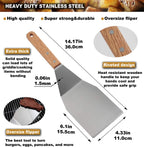 ROMANTICIST 8pcs Professional Griddle Accessories Kit - Heavy Duty Stainless Steel Grill Spatula Set for Grill Griddle Hibachi Flat Top Outdoor Cooking - Great Grill Gift on Birthday Wedding