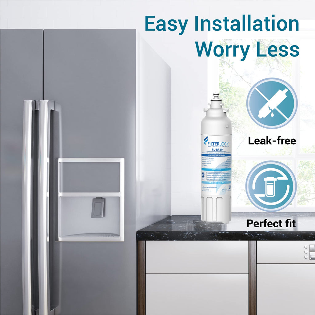 Filterlogic ADQ73613401 Refrigerator Water Filter, Replacement for LG® LT800P®, LT800PC, ADQ736134, ADQ73613402, LSXS26326S, LSXS26366S, LMXS30776S, LSXS26366D, LMXC23746S, 46-9490, 469490, Pack of 3