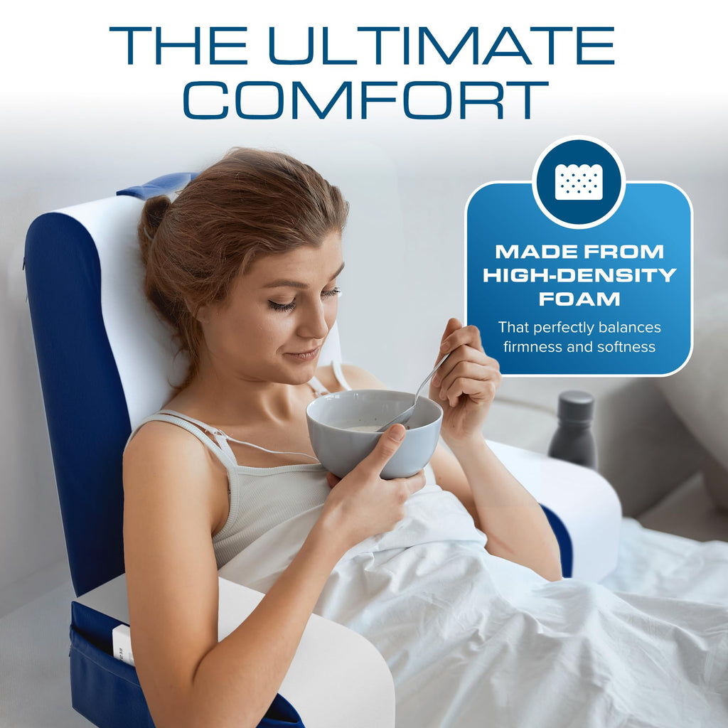 Kolbs Wedge Reading Cushion, Back Pillow for Bed Sitting Up, Cushion with Arms for TV Book Gaming Dorm Rooms, Backrest (19 Inch)
