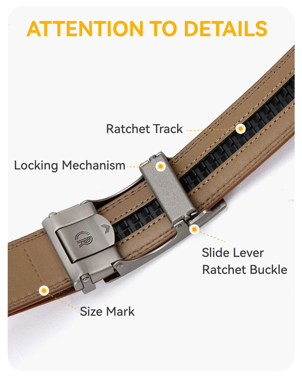 Mens Belt - Mens Ratchet Belt Leather 1 3/8" for Dress Pant - Micro Adjustable Belt Fit Everywhere