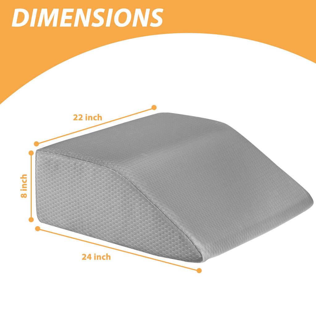 Bedluxe Leg Elevation Pillows, Leg Pillows for Sleeping, Cooling Gel Memory Foam Top, Wedge Pillow for Legs, Leg Wedges for Circulation, Swelling, After Surgery - Removable Cover (8 Inch, Grey)